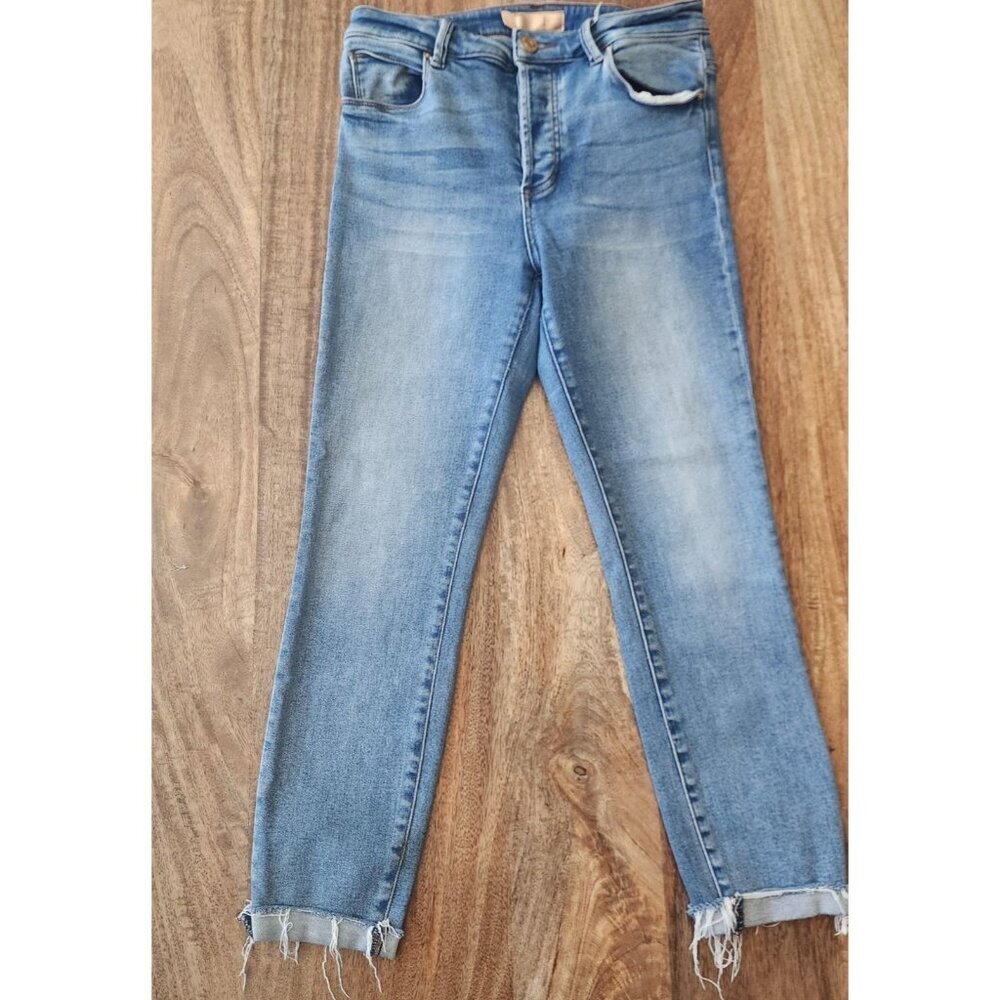 KUT from the Kloth Jeans Womens 6 Charlize Cigarette Ankle Raw Hem Button Fly